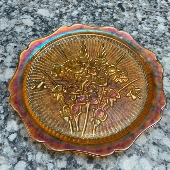 EUC BEAUTIFUL VINTAGE JEANETTE CARNIVAL GLASS SERVICE TRAY/PLATTER - Picture 2 of 11